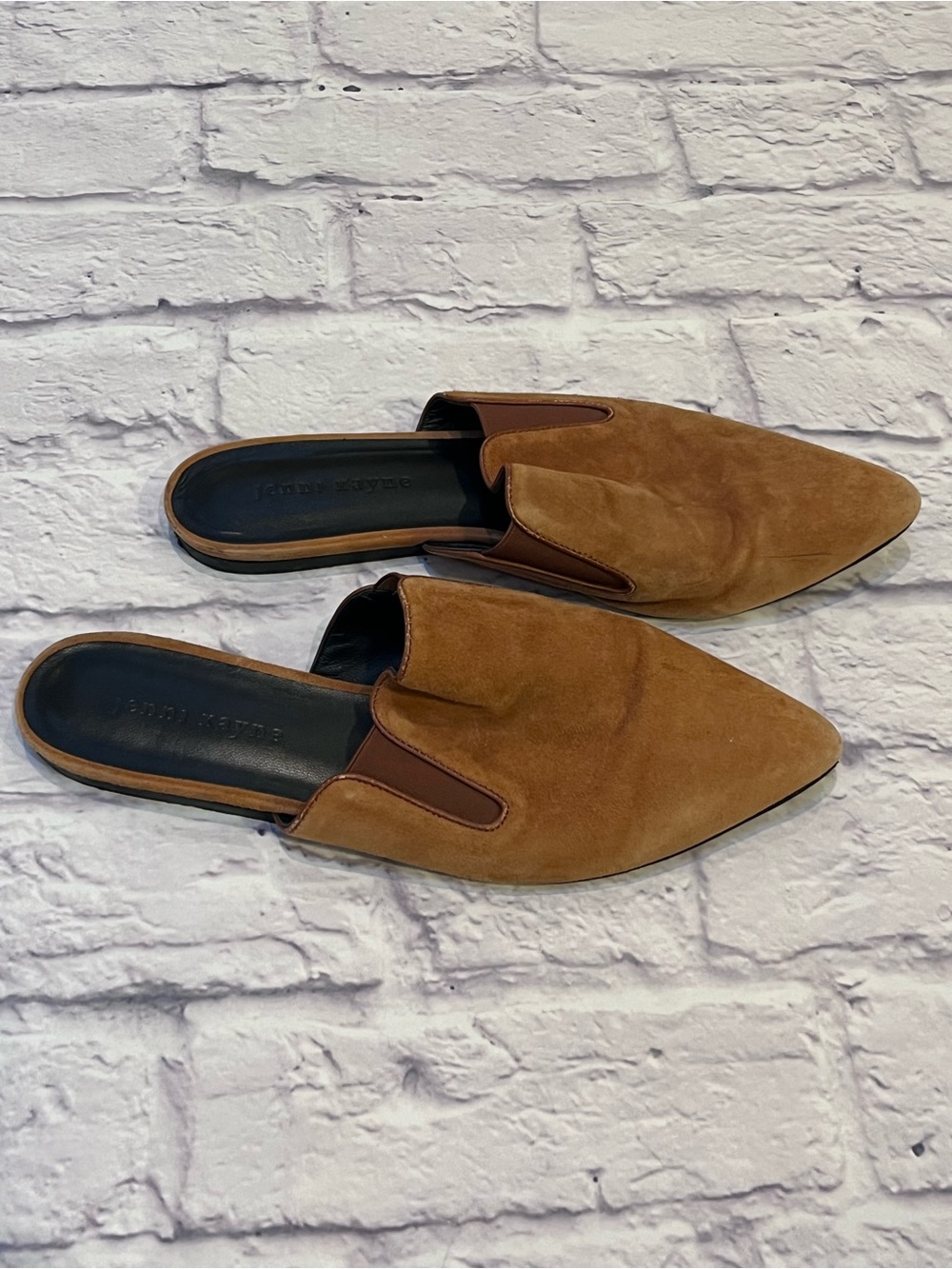 JENNI KAYNE MULE SHOES POINTY SUEDE saddle BROWN - Picture 3 of 6